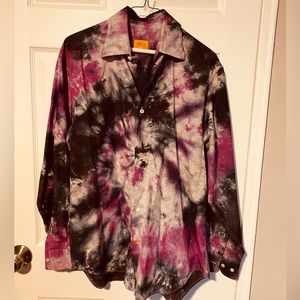 Robert Talbott Carmel button down shirt, redesigned, one of a kind Tie Dye.